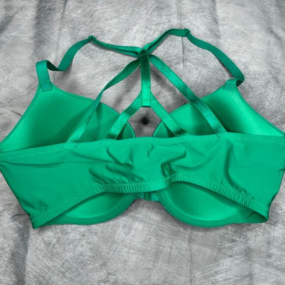 Victoria's Secret Bra 34DD Underwire Green Front Opening Fancy Back Strap Lined - Picture 2 of 5
